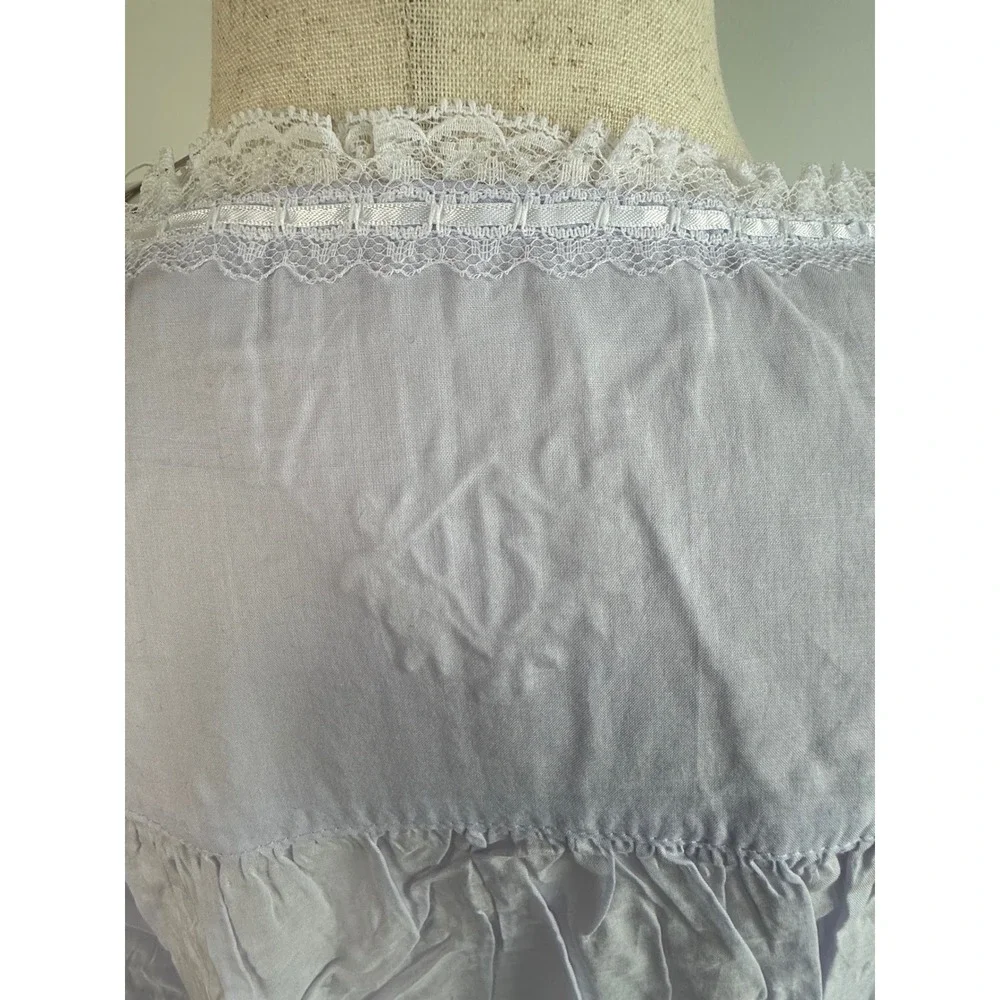 Eileen West Nightgown Womens 1X Peri Blue Cotton Lace Buttons Long Sleeve NWT - Picture 11 of 12